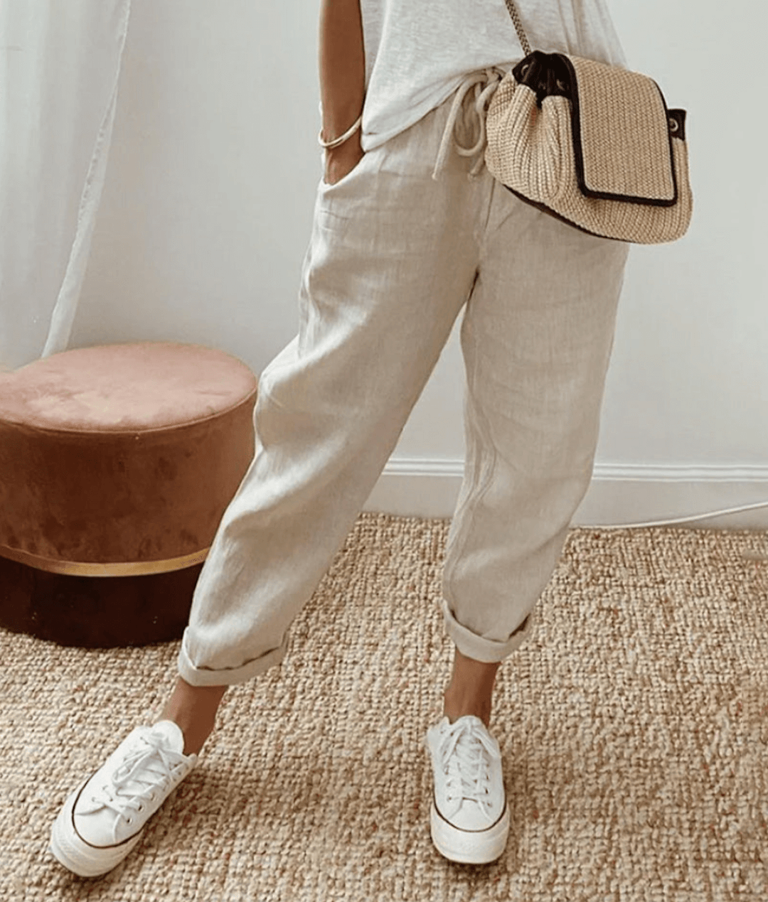 RIVE - Elegantes pantalones de algodón y lino