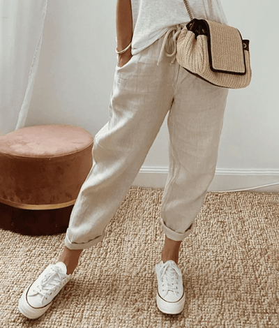 RIVE - Elegantes pantalones de algodón y lino