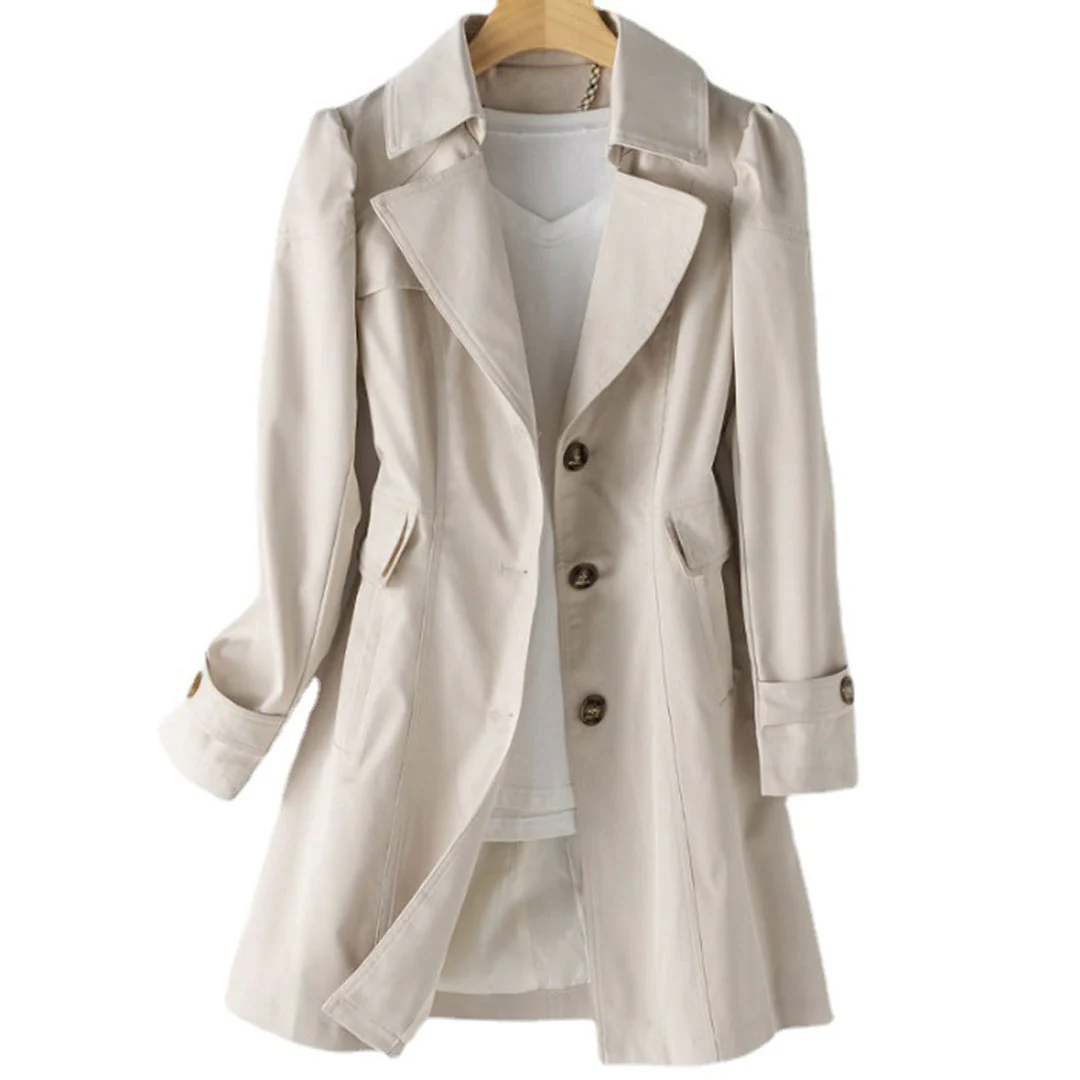 Lady's Flip with Buttons - Jaqueta de temporada intermediária com pescoço