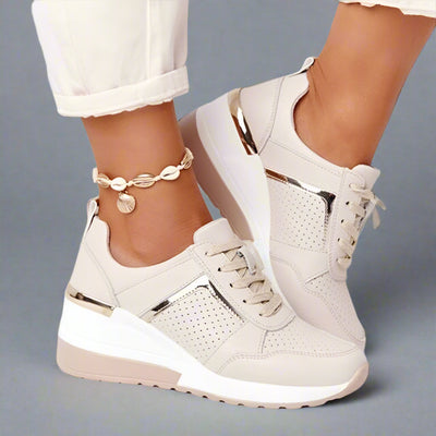 Sapatilhas de mulher com salto cunha | Sapatos de plataforma confortáveis para caminhar