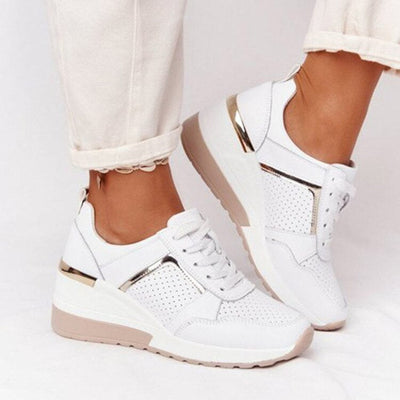 Sapatilhas de mulher com salto cunha | Sapatos de plataforma confortáveis para caminhar