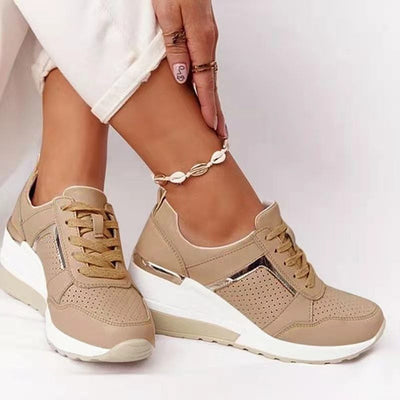 Sapatilhas de mulher com salto cunha | Sapatos de plataforma confortáveis para caminhar