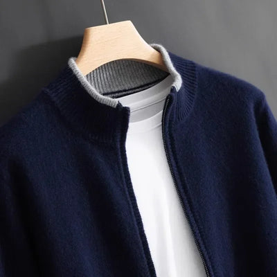 Jaqueta Zip Caxemira para homens quentes e elegantes