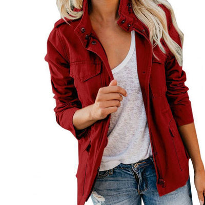 Chaqueta de mujer de manga larga con cuatro bolsillos