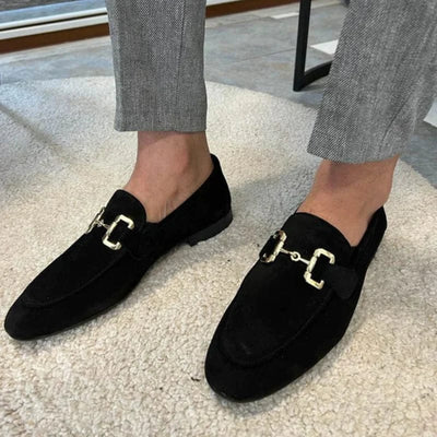Nero - mocassins de camurça com fivela de metal