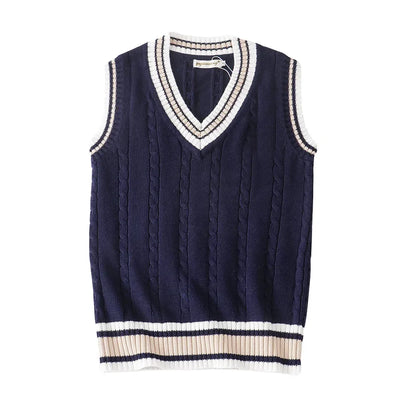 Christof - Camisola de malha para homem com decote em bico e sem mangas