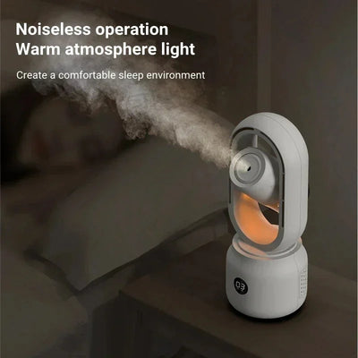 Fan sem lâminas com luz noturna e função de spray - silencioso e laptop para o quarto e o escritório