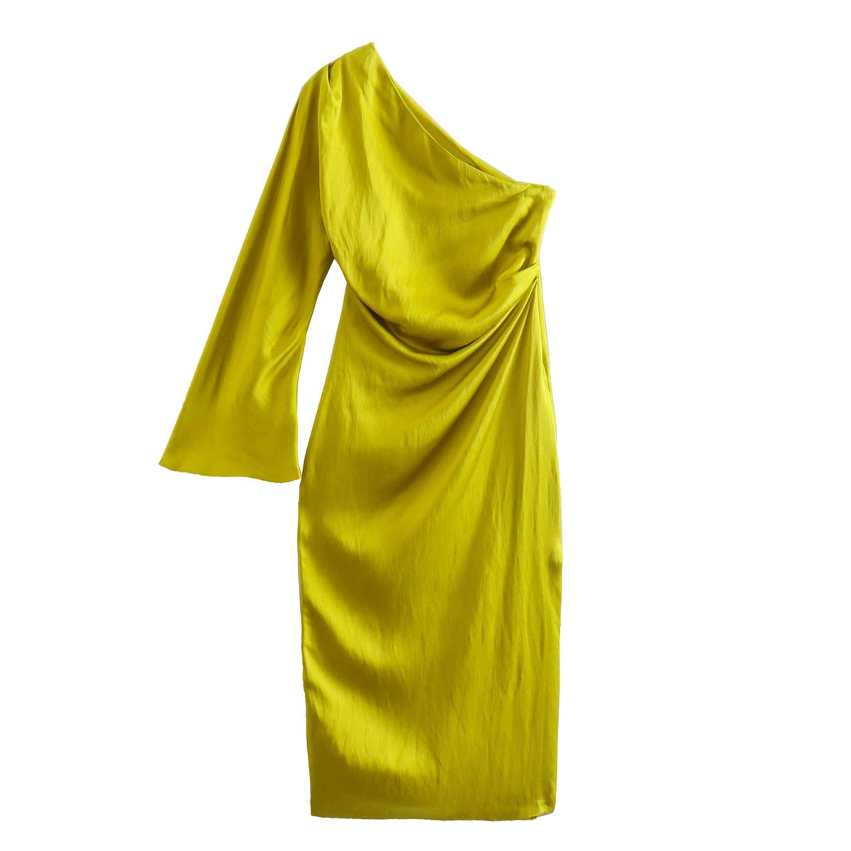 Vestido de cetim com um ombro
