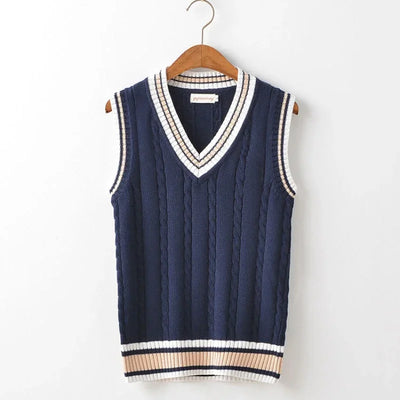 Christof - Camisola de malha para homem com decote em bico e sem mangas