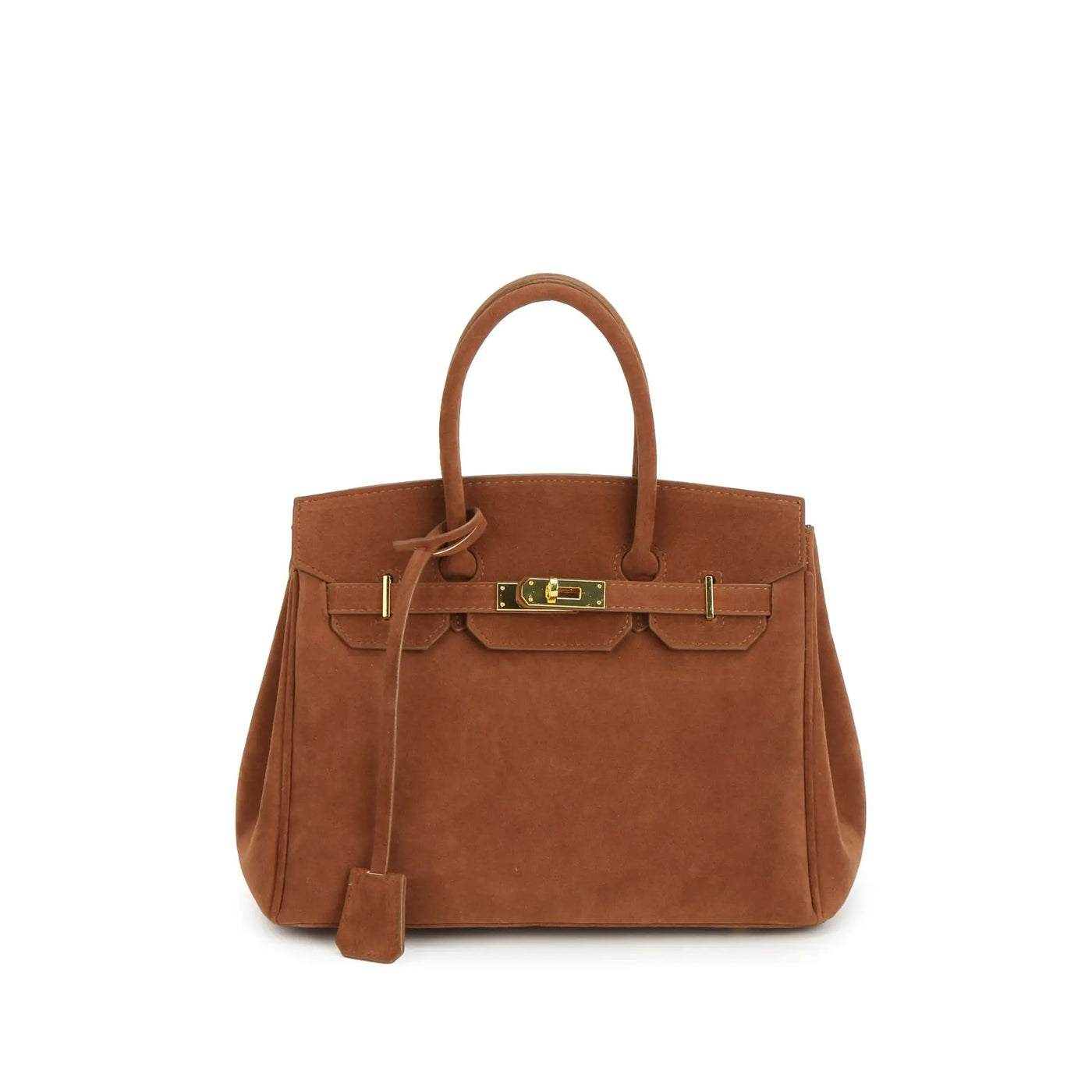 Kelly | Borsa a tracolla in camoscio con ferrature dorate