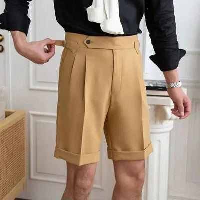 Shorts personalizados para homens - 100% algodão - Pleada Front - Dymer com punhos - Corte no joelho