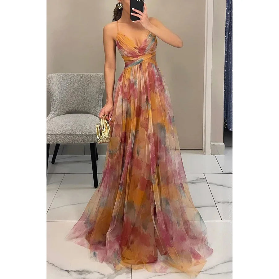 Maxi vestido com delicado tul | Elegância e leveza | Corte fluido