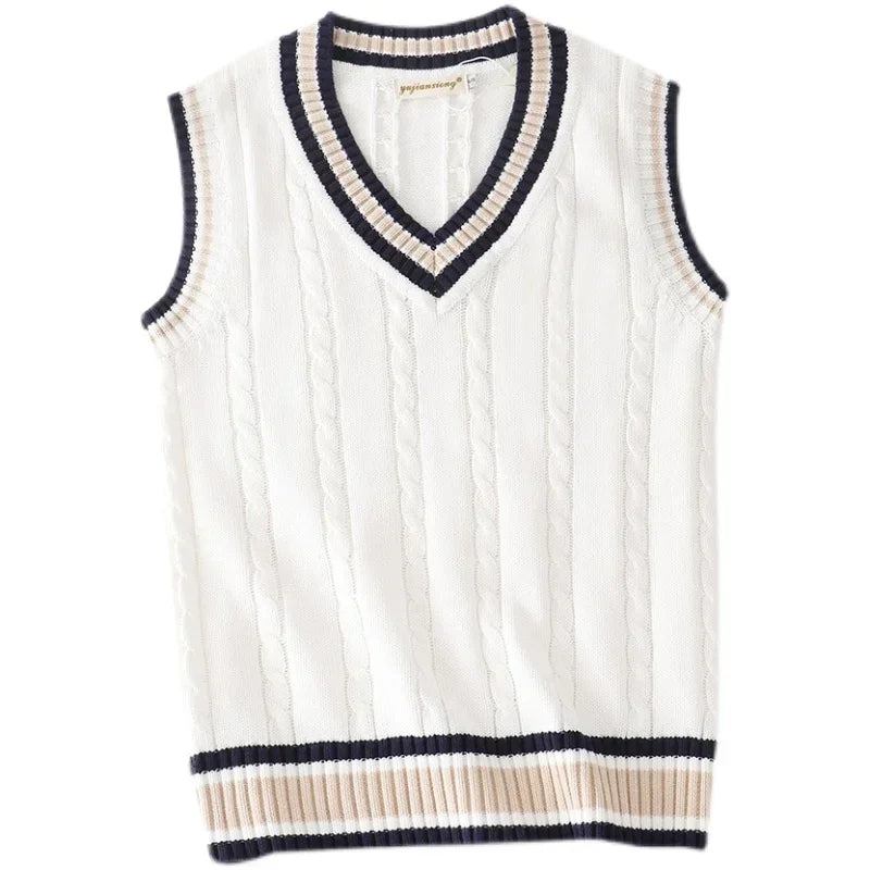 Christof - Camisola de malha para homem com decote em bico e sem mangas