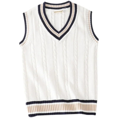 Christof - Camisola de malha para homem com decote em bico e sem mangas