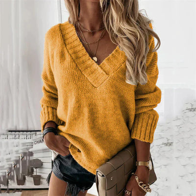 Élégant jersey à col en V pour femme