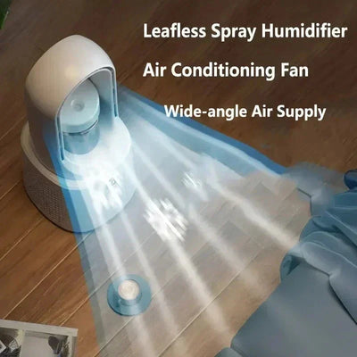 Fã de quarto sem lâminas com refrigeração devido à luz de spray e luz noturna - Miniventilador silencioso para dormir melhor no verão