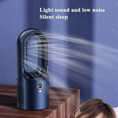 Fã de mesa sem lâminas com LED e USB - silencioso, seguro e sem fio