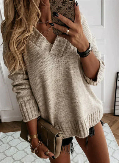 Élégant jersey à col en V pour femme