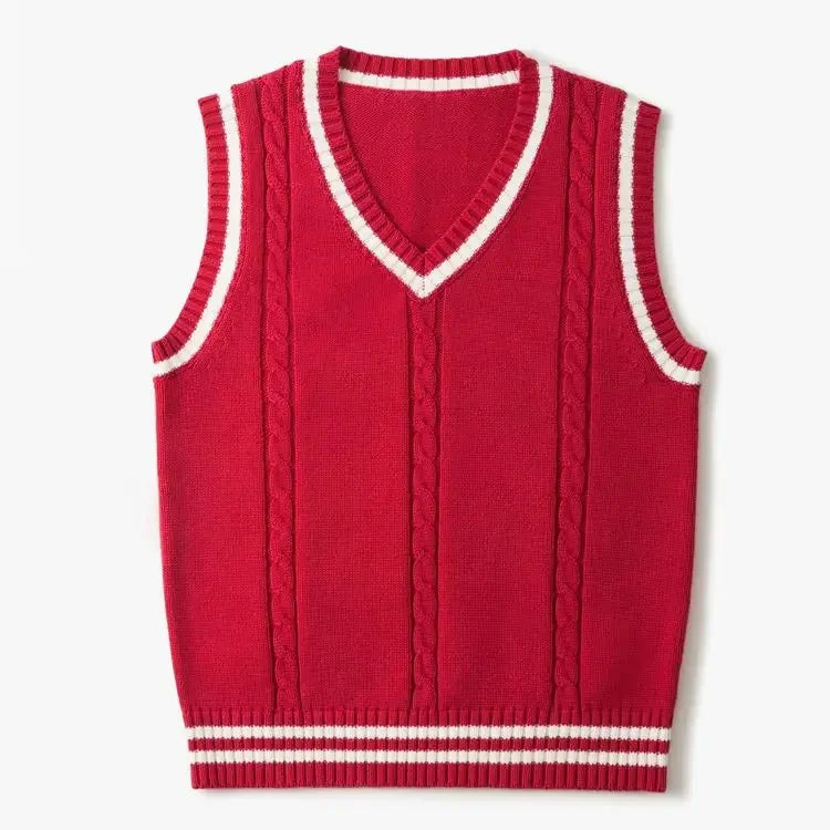 Christof - Camisola de malha para homem com decote em bico e sem mangas