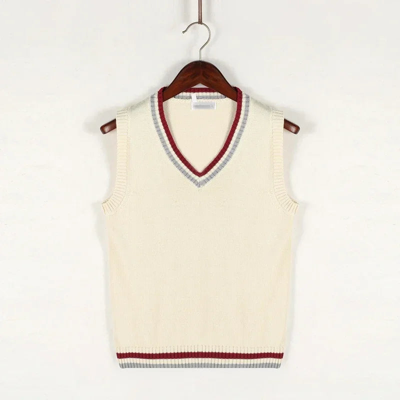 Christof - Camisola de malha para homem com decote em bico e sem mangas