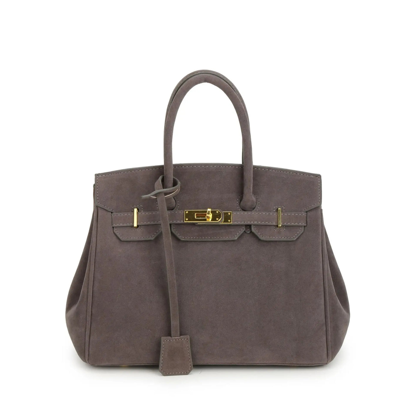 Kelly | Borsa a tracolla in camoscio con ferrature dorate