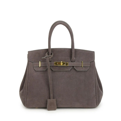 Kelly | Borsa a tracolla in camoscio con ferrature dorate