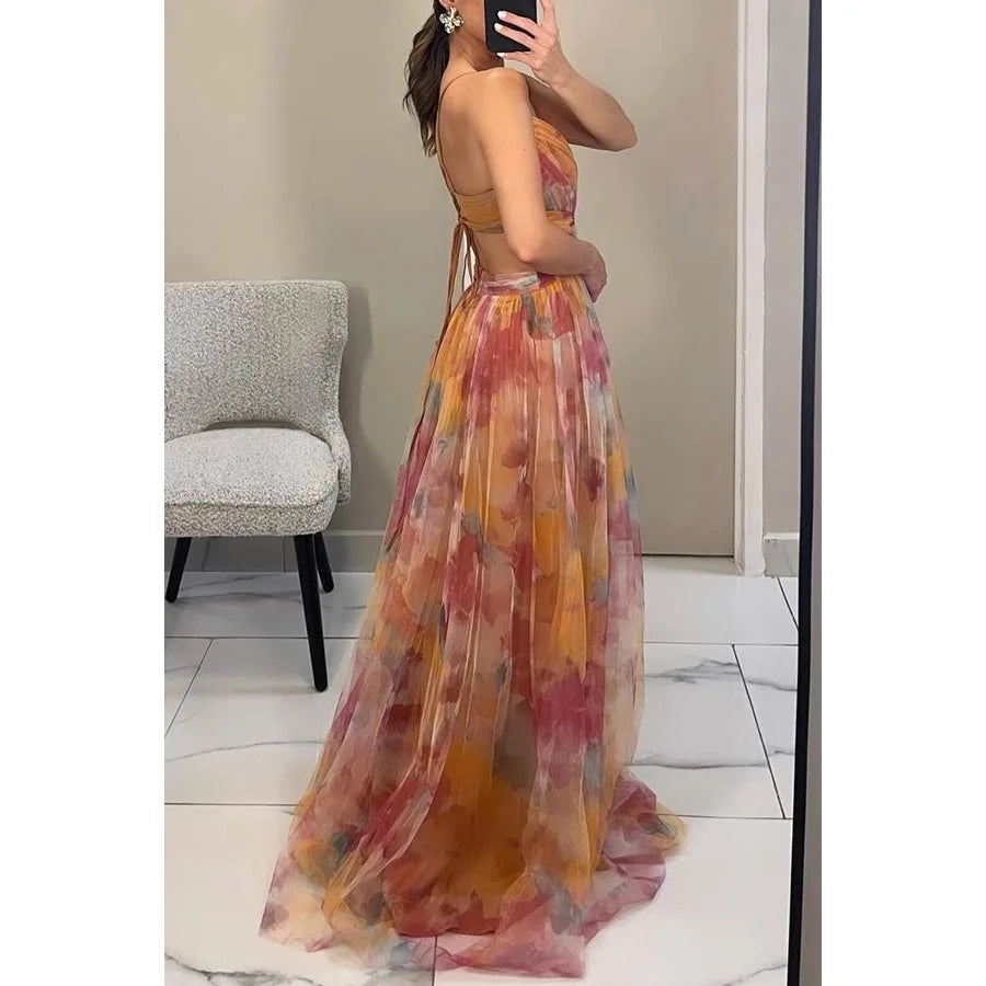 Maxi vestido com delicado tul | Elegância e leveza | Corte fluido