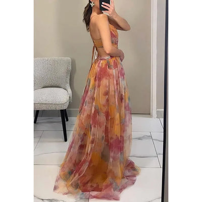 Maxi vestido com delicado tul | Elegância e leveza | Corte fluido