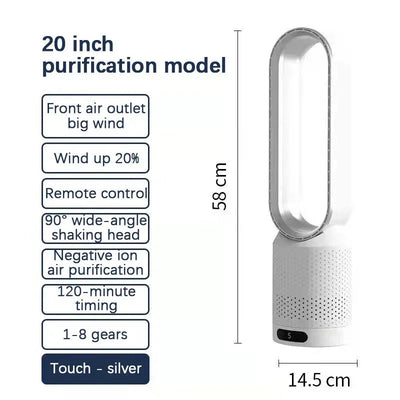 Tower Fan sem aspas 3 em 1 - seguro, silencioso e elegante com 8 níveis de controle de vento e remoto