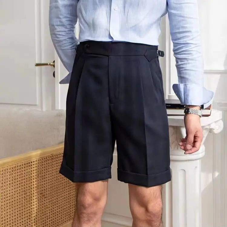 Shorts personalizados para homens - 100% algodão - Pleada Front - Dymer com punhos - Corte no joelho