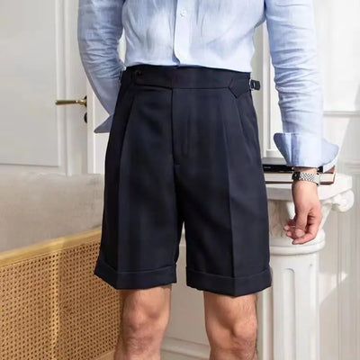 Shorts personalizados para homens - 100% algodão - Pleada Front - Dymer com punhos - Corte no joelho