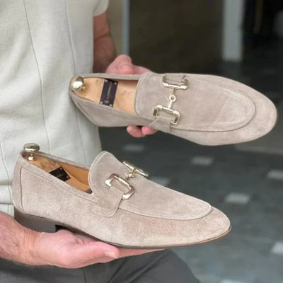 Nero - mocassins de camurça com fivela de metal