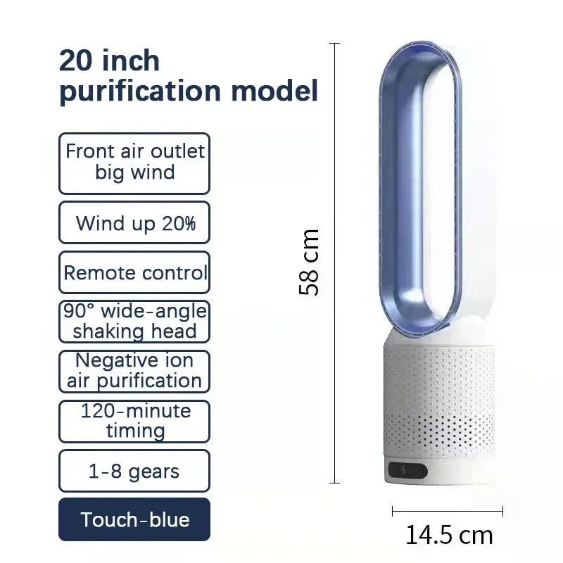 Tower Fan sem aspas 3 em 1 - seguro, silencioso e elegante com 8 níveis de controle de vento e remoto