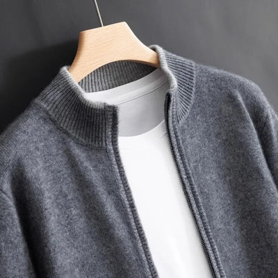 Jaqueta Zip Caxemira para homens quentes e elegantes