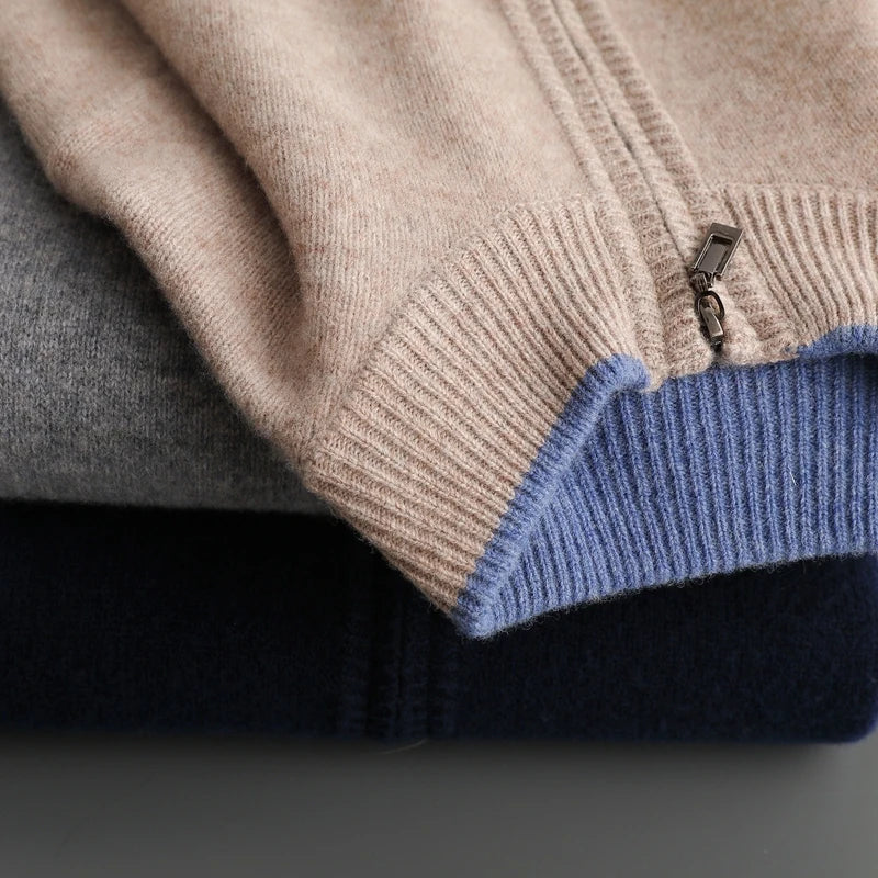 Jaqueta Zip Caxemira para homens quentes e elegantes