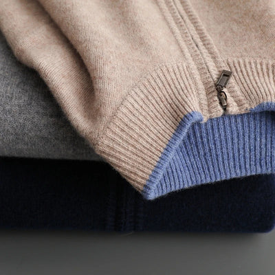 Jaqueta Zip Caxemira para homens quentes e elegantes