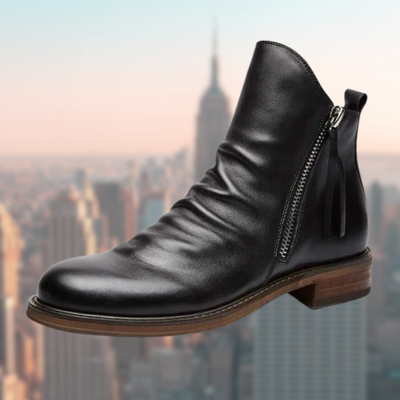 Botas de couro masculinas com sola não -deslizante e design elegante