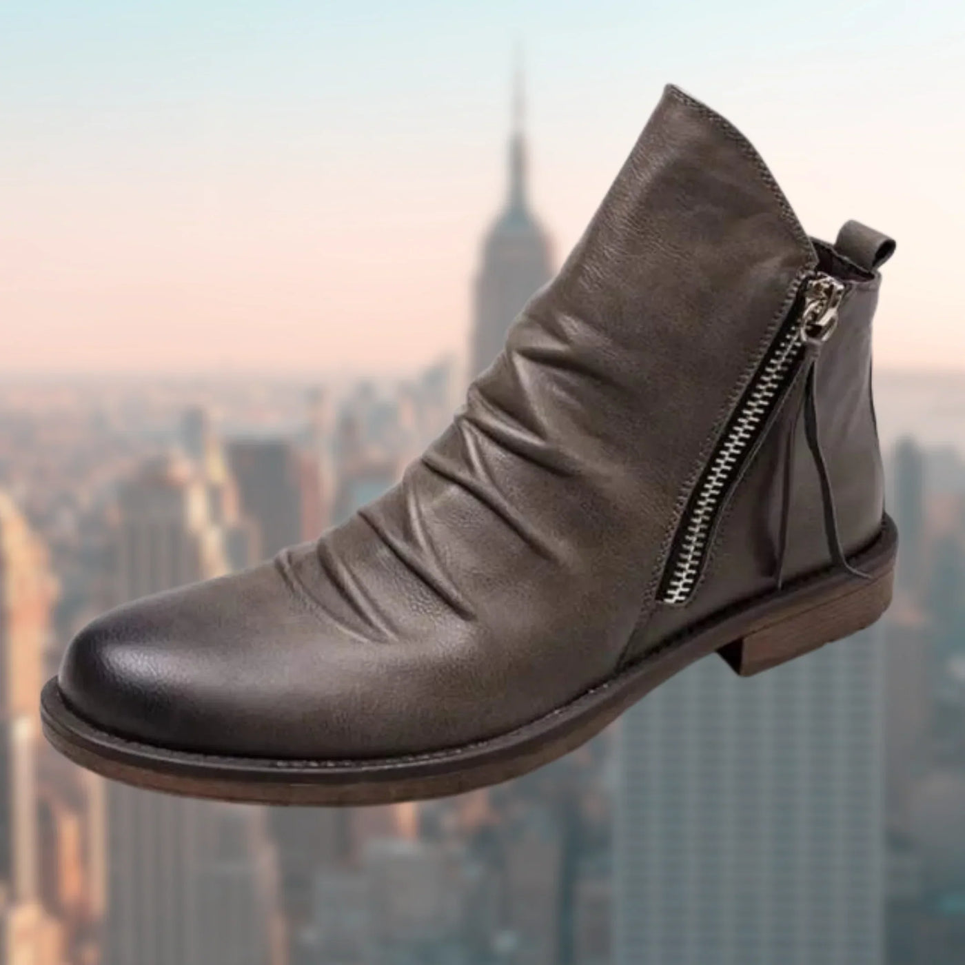 Botas de couro masculinas com sola não -deslizante e design elegante