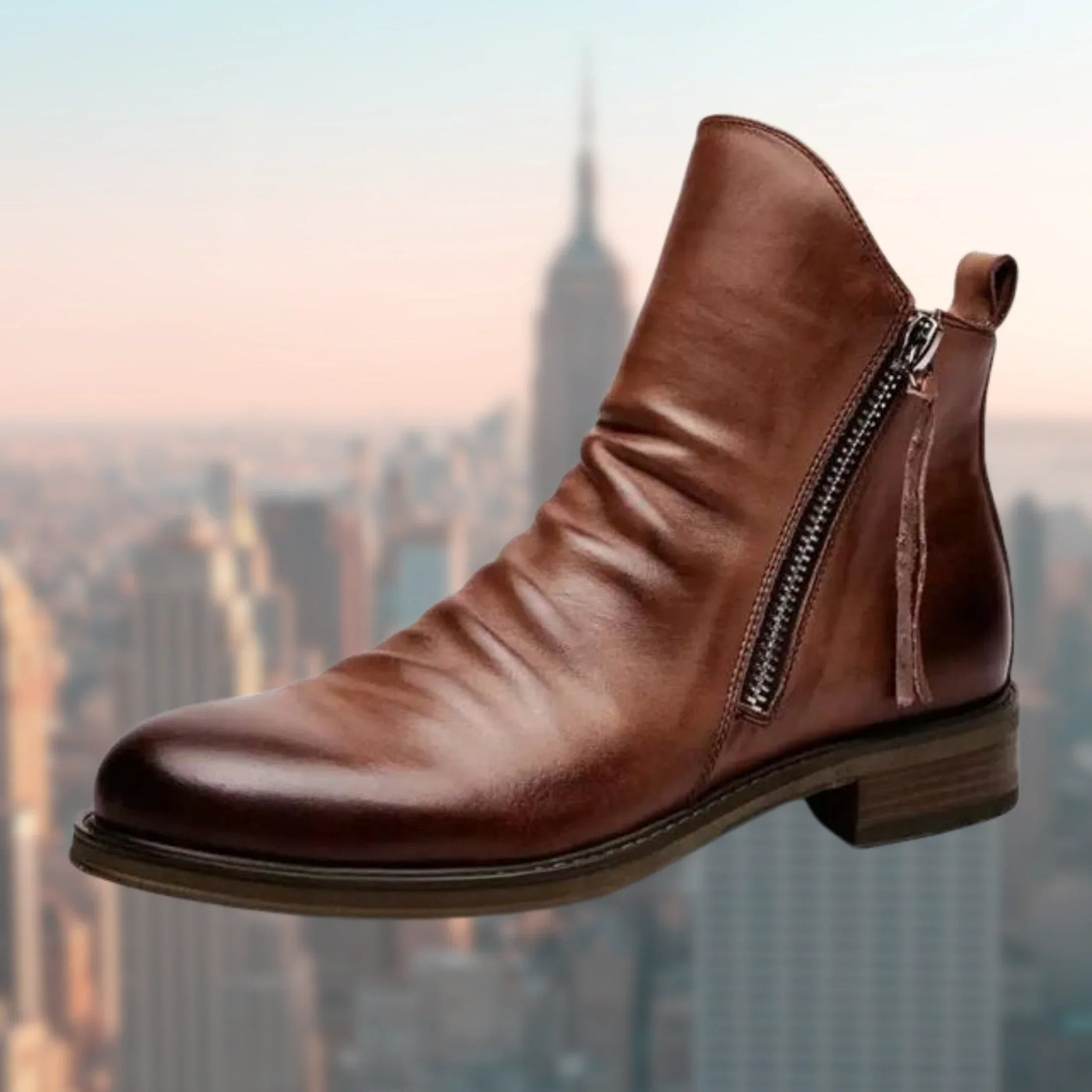 Botas de couro masculinas com sola não -deslizante e design elegante
