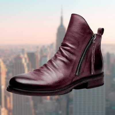 Botas de couro masculinas com sola não -deslizante e design elegante