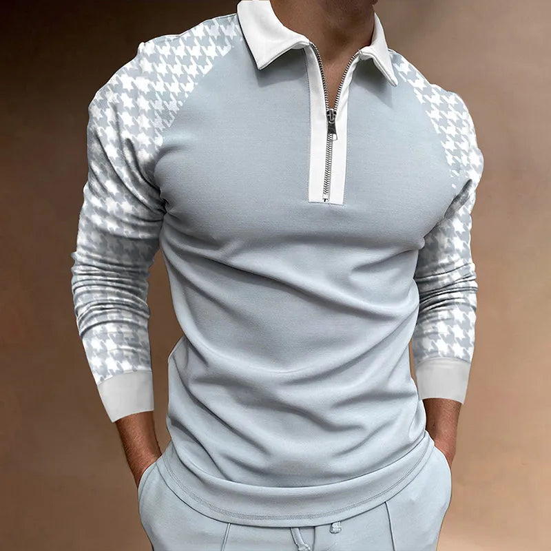 Pólo de zíper para homens