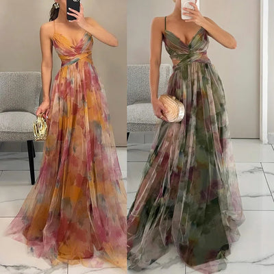 Maxi vestido com delicado tul | Elegância e leveza | Corte fluido