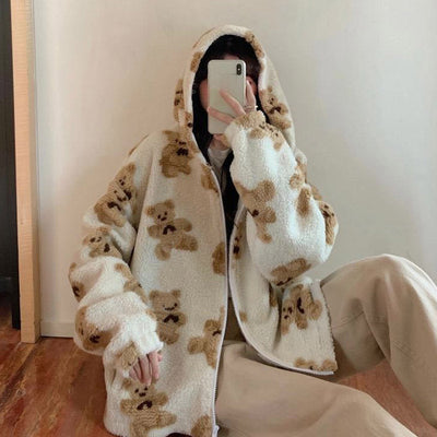 Jaqueta feminina com urso
