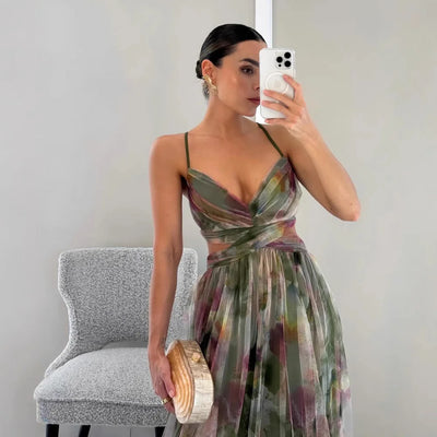 Maxi vestido com delicado tul | Elegância e leveza | Corte fluido
