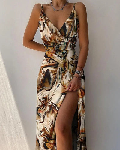 Marfim - vestido com pescoço em V