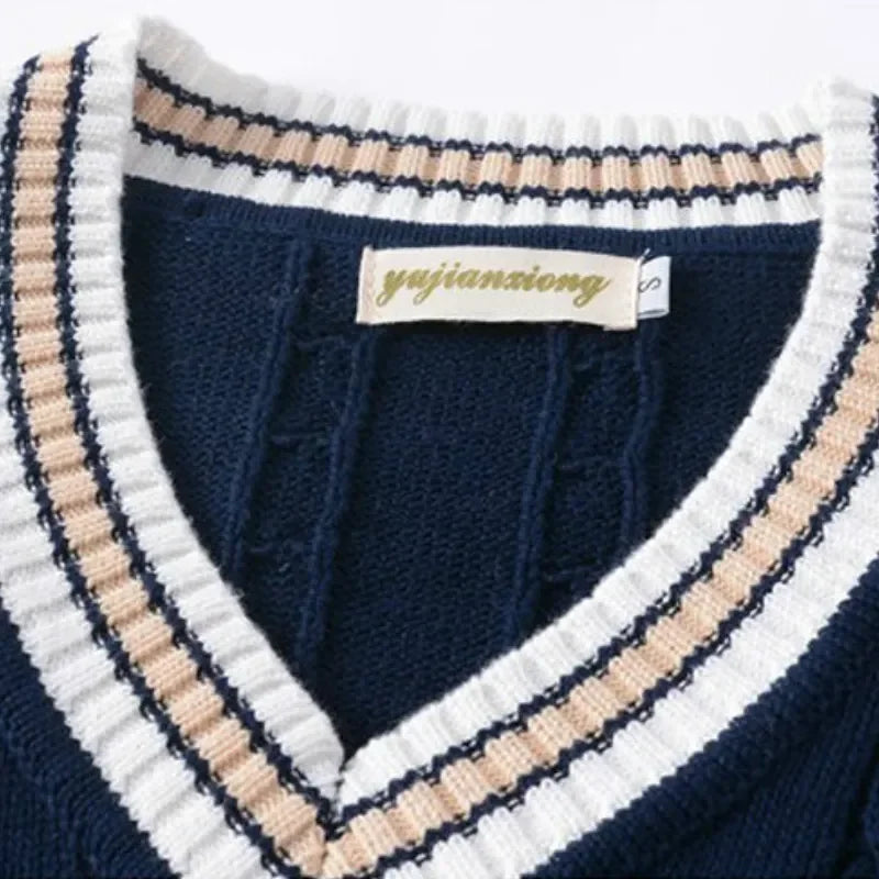 Christof - Camisola de malha para homem com decote em bico e sem mangas