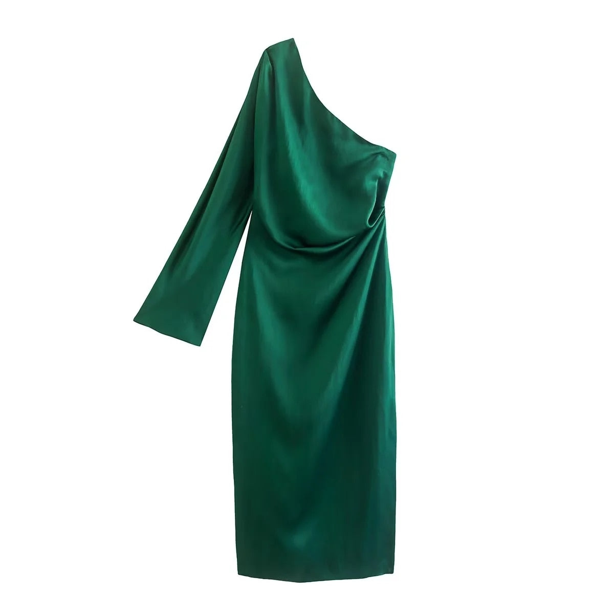 Vestido de cetim com um ombro