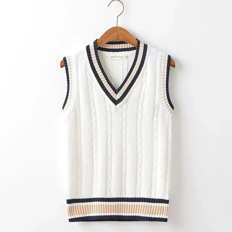 Christof - Camisola de malha para homem com decote em bico e sem mangas