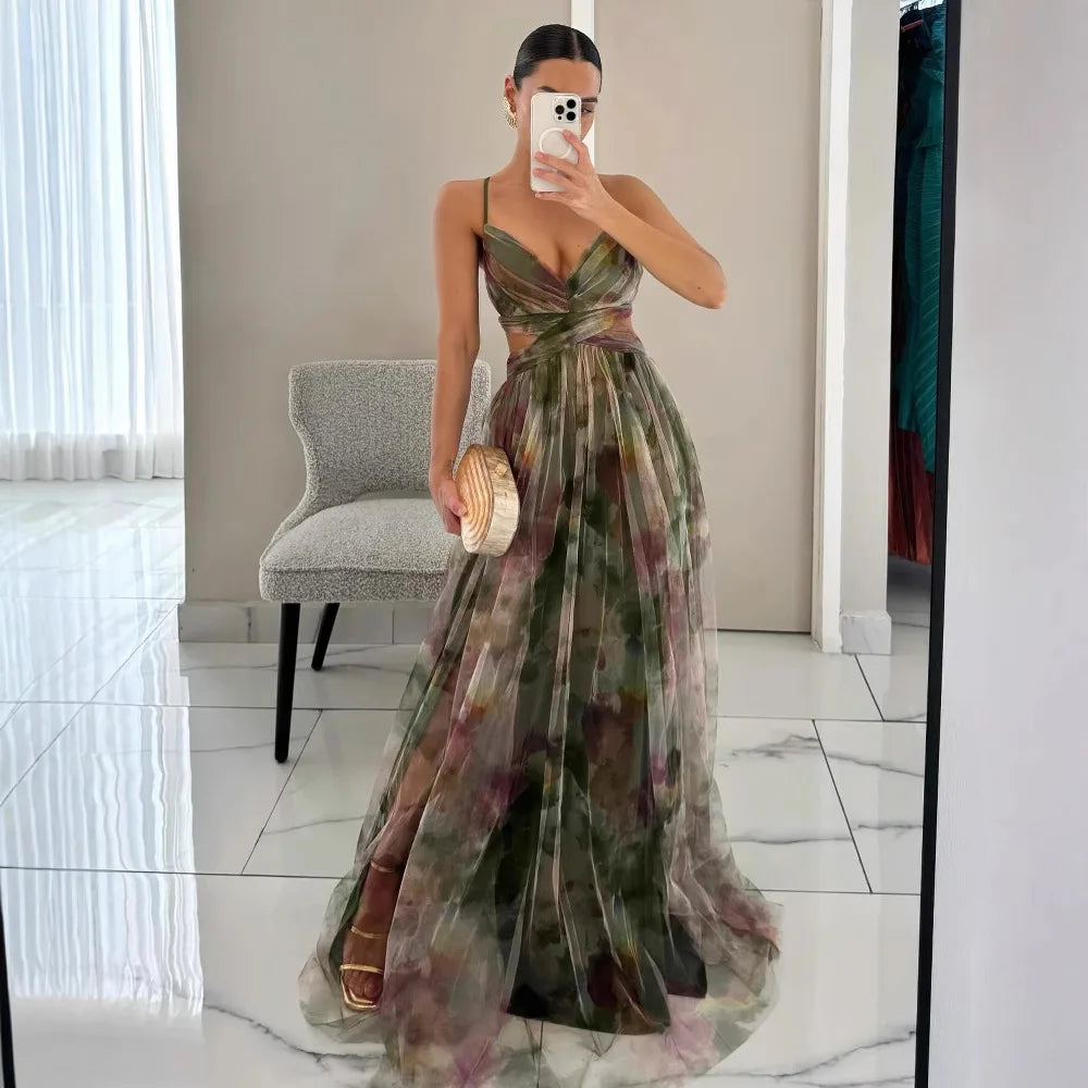 Maxi vestido com delicado tul | Elegância e leveza | Corte fluido