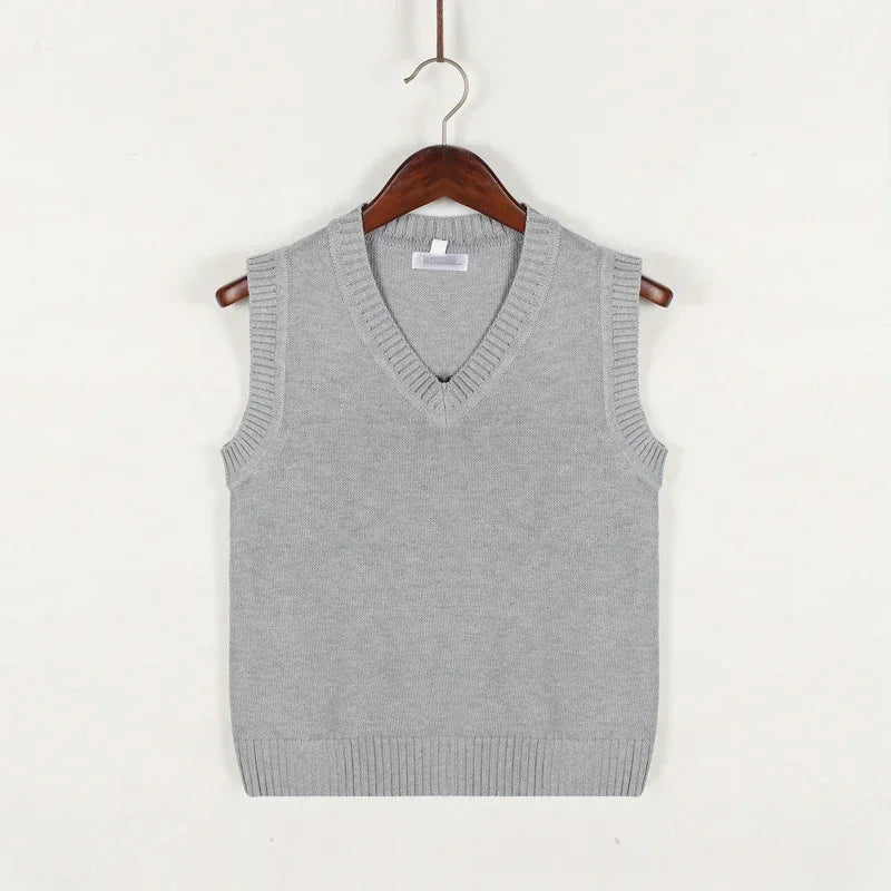 Christof - Camisola de malha para homem com decote em bico e sem mangas